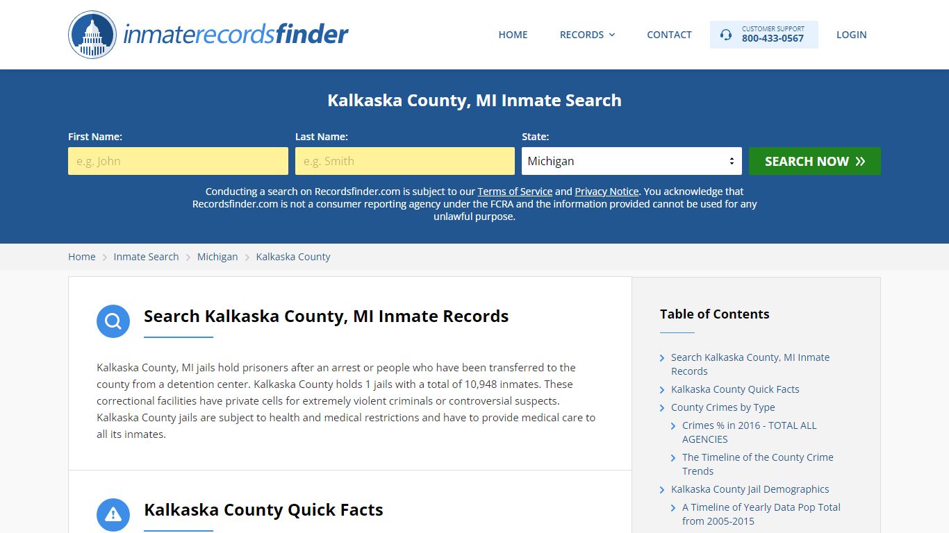 Kalkaska County, MI Inmate Lookup & Jail Records Online - Recordsfinder.com